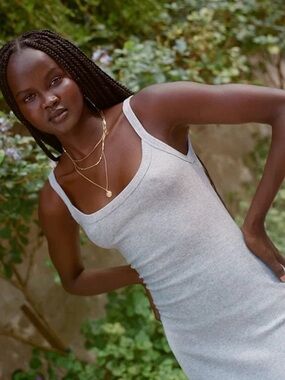 aerie Light Gray Ribbed Maxi Tank Dress